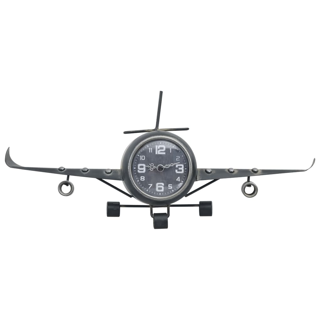 vidaXL Reloj aviador de metal gris 41x8x17 cm