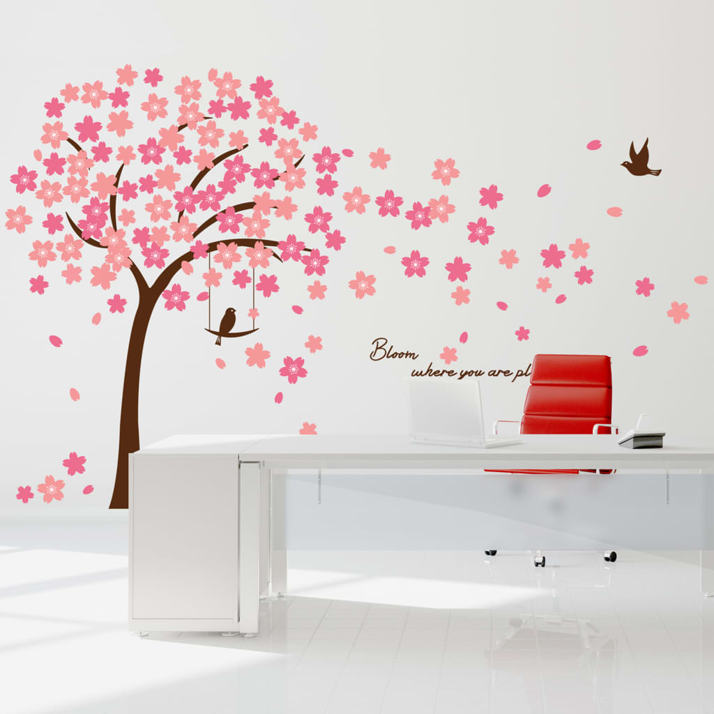 WALPLUS Vinilo decorativo cerezo en flor rosa 320x180 cm