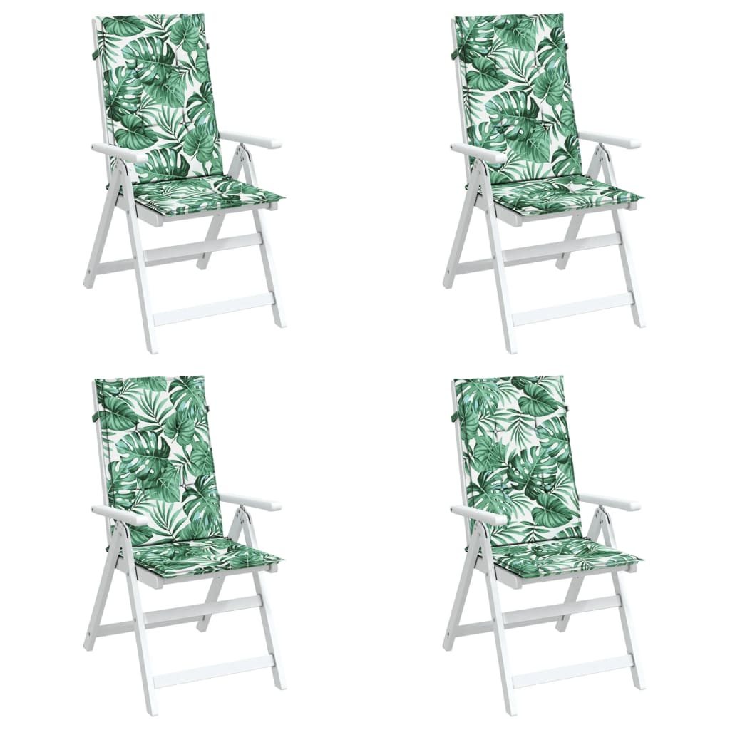 vidaXL Cojines de silla de respaldo alto 4 uds tela estampado de hojas