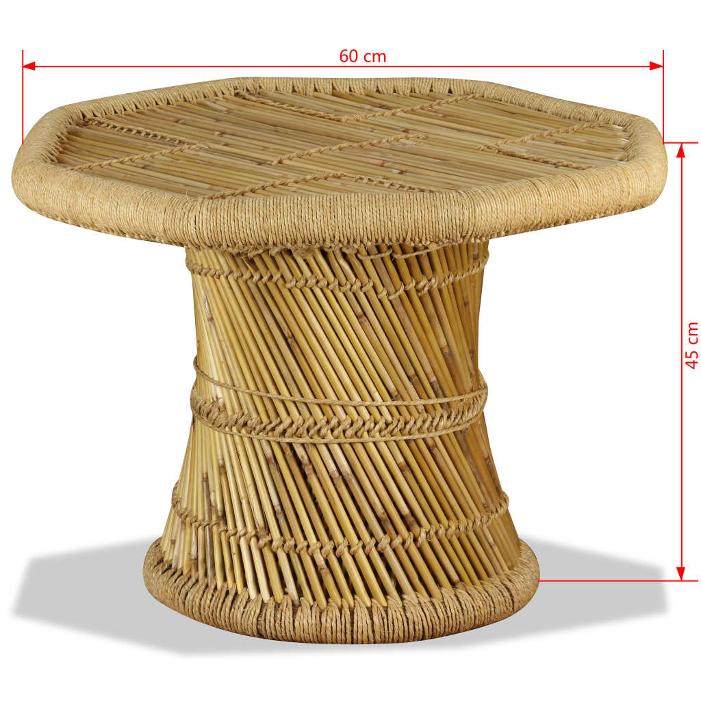 vidaXL Mesa de centro octogonal de bambú 60x60x45 cm