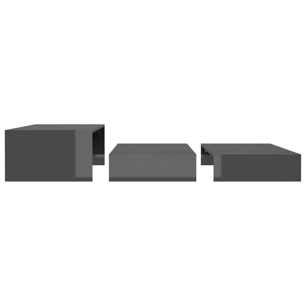 vidaXL Set de mesas de centro apilables gris brillo 100x100x26,5 cm