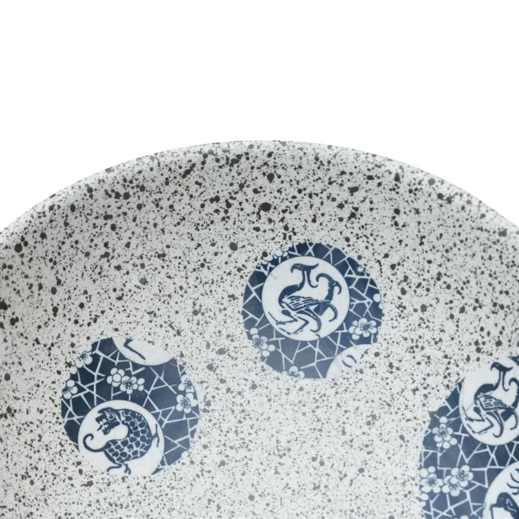 vidaXL Lavabo sobre encimera ovalado cerámica gris y azul 47x33x13 cm