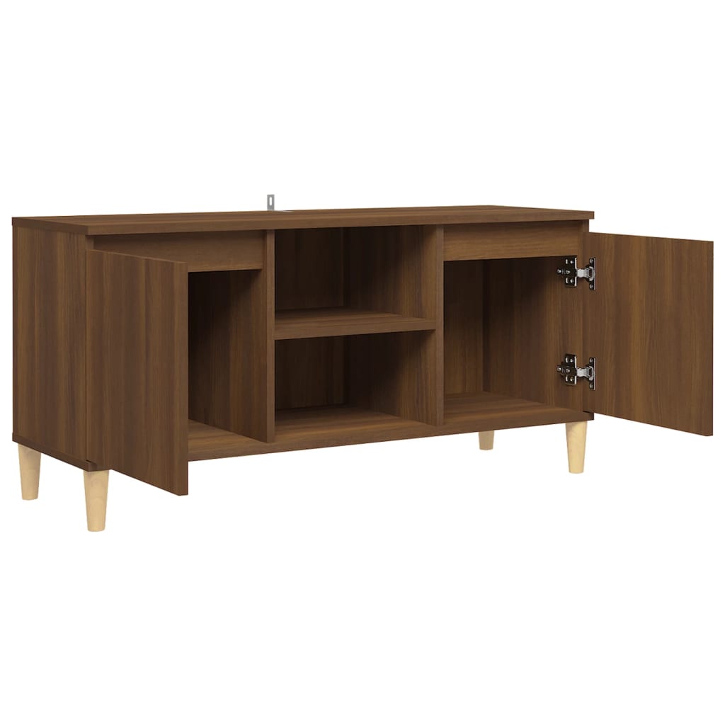vidaXL Mueble de TV con patas de madera roble marrón 103,5x35x50 cm