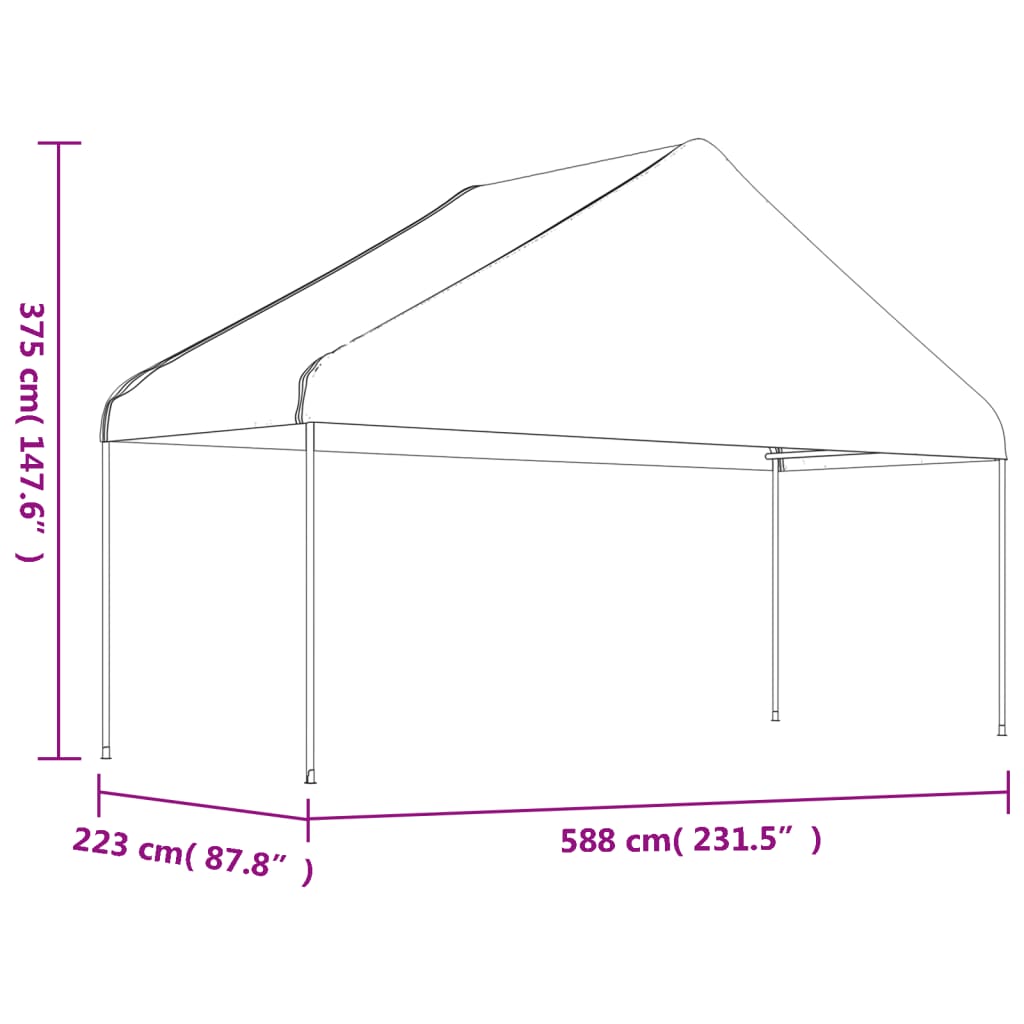 vidaXL Cenador con techo polietileno blanco 15,61x5,88x3,75 m