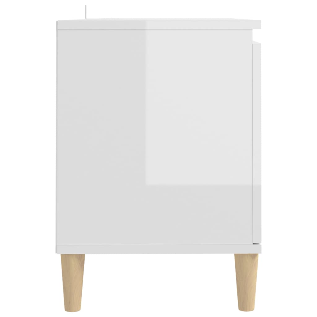 vidaXL Mueble de TV patas madera pino blanco con brillo 103,5x35x50 cm