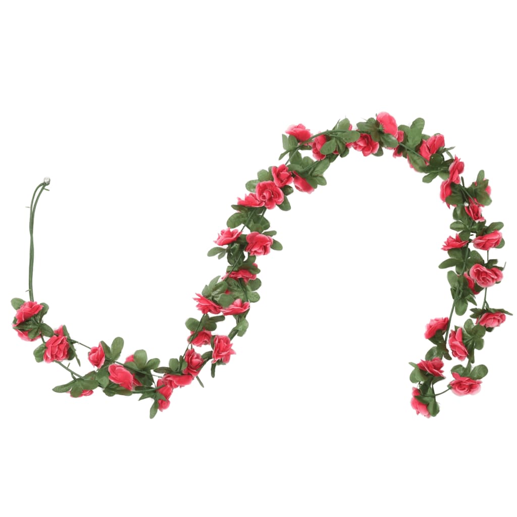 vidaXL Guirnaldas de flores artificiales 6 uds rojo y rosa 250 cm