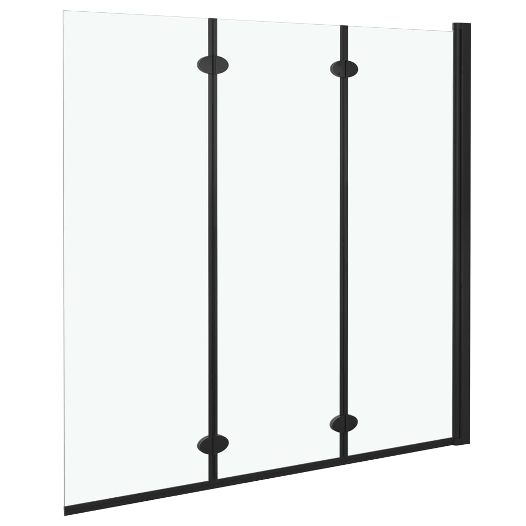 vidaXL Mampara de ducha plegable 3 paneles ESG 130x138 cm negro