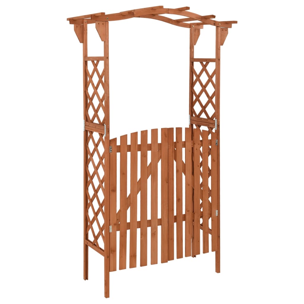 vidaXL Pérgola con puerta madera maciza de abeto 116x40x204 cm