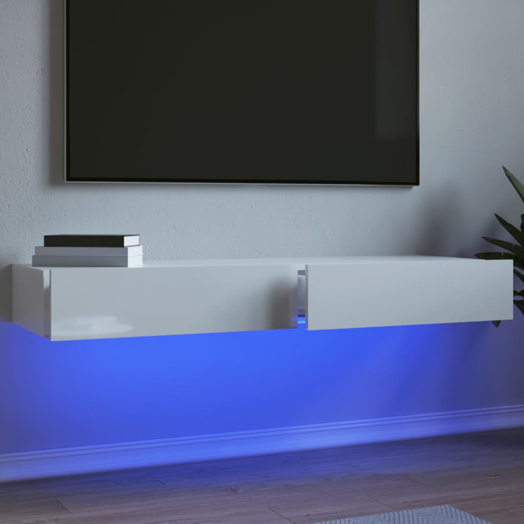 vidaXL Muebles de TV con luces LED 2 uds blanco brillo 60x35x15,5 cm