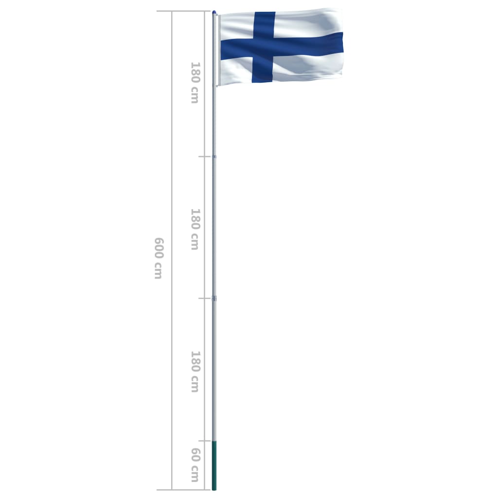 vidaXL Bandera de Finlandia y mástil de aluminio 6 m