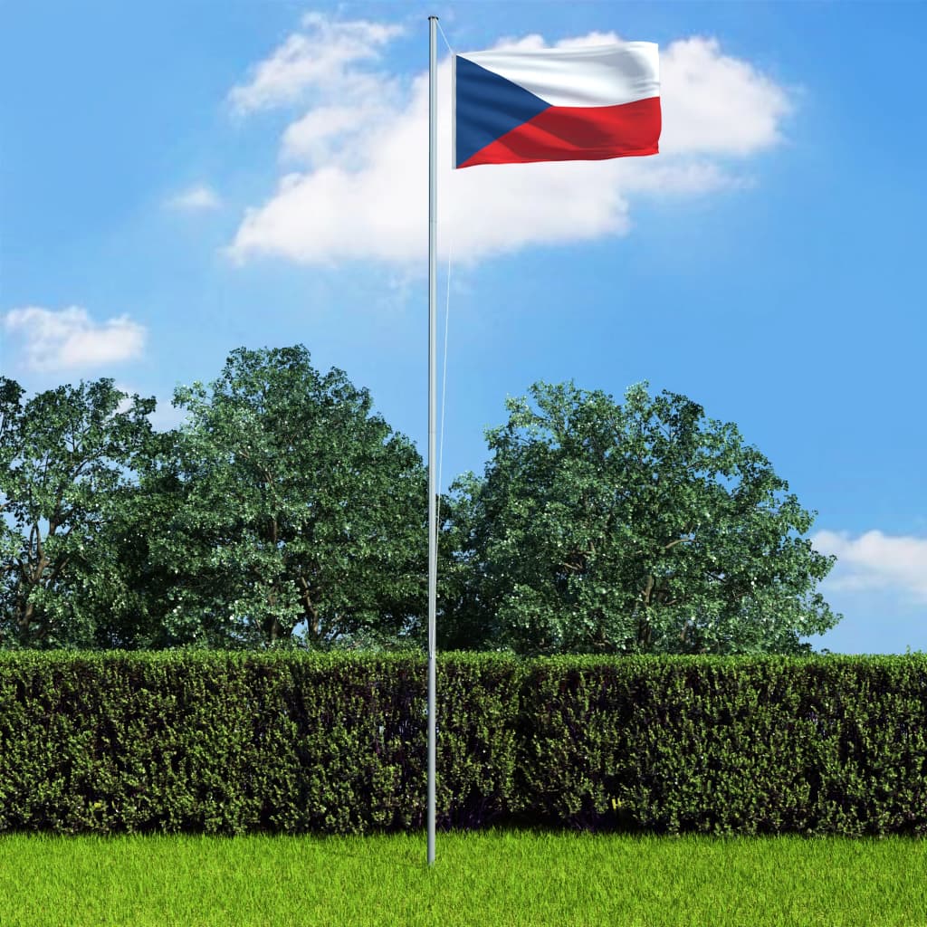 vidaXL Bandera de República Checa y mástil de aluminio 4 m
