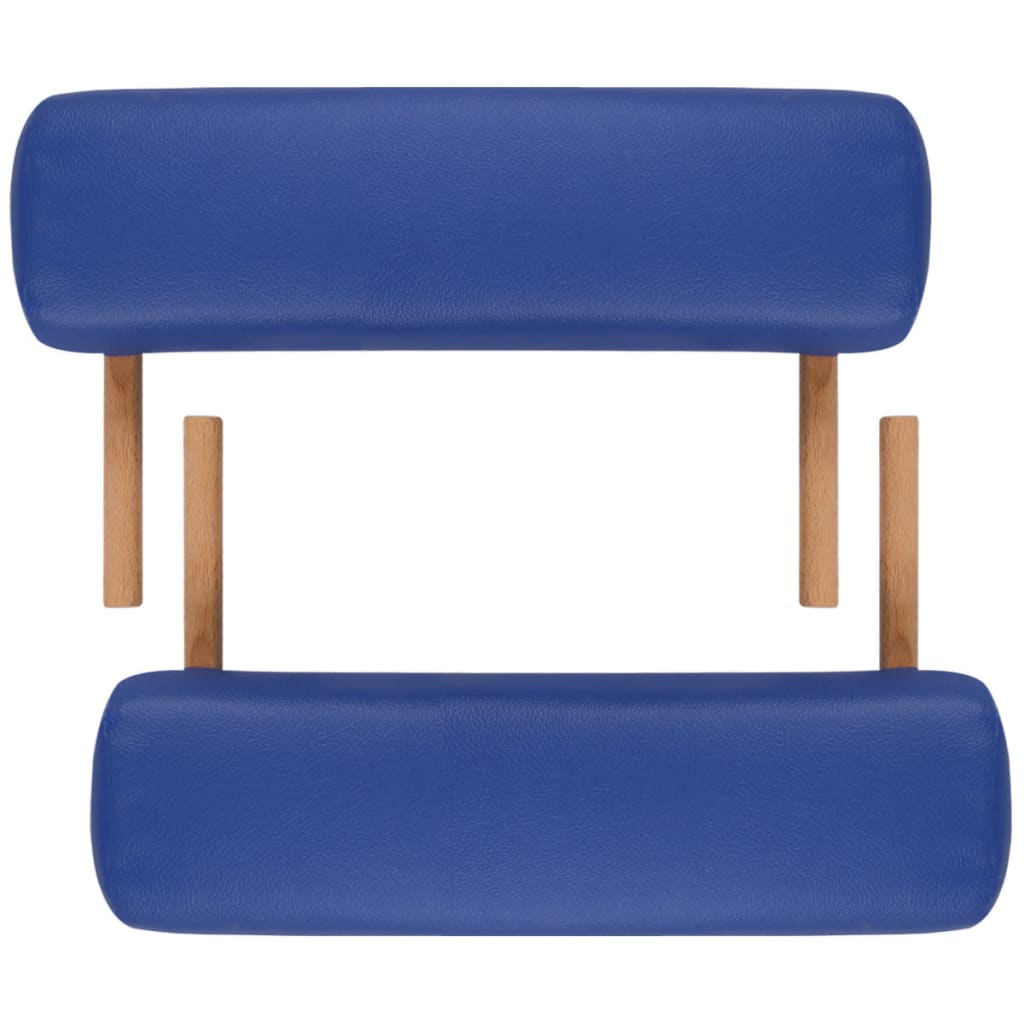 Mesa camilla de masaje de madera plegable de tres cuerpos azules