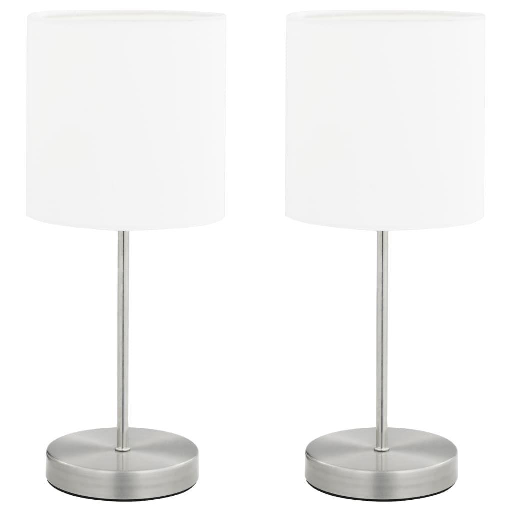 vidaXL Lámparas de mesa 2 unidades con botón táctil blanco E14
