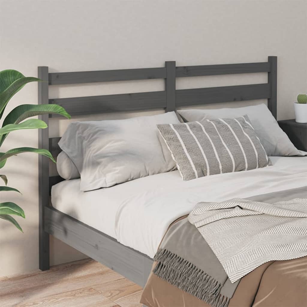 vidaXL Cabecero de cama madera maciza de pino gris 141x4x100 cm