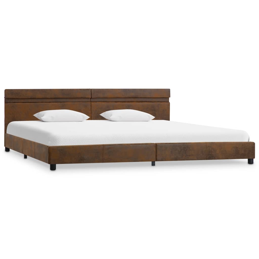 vidaXL Estructura de cama con LED tela marrón 180x200 cm