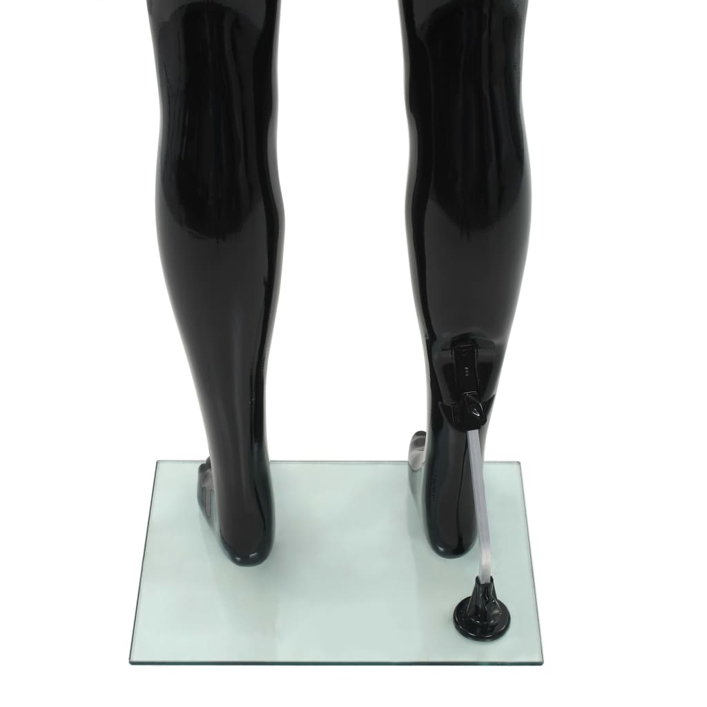 vidaXL Maniquí de hombre completo base vidrio negro brillante 185 cm