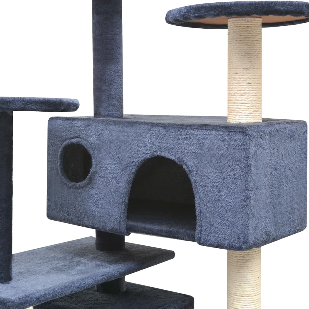 vidaXL Rascador para gatos poste rascador de sisal 125 cm azul oscuro
