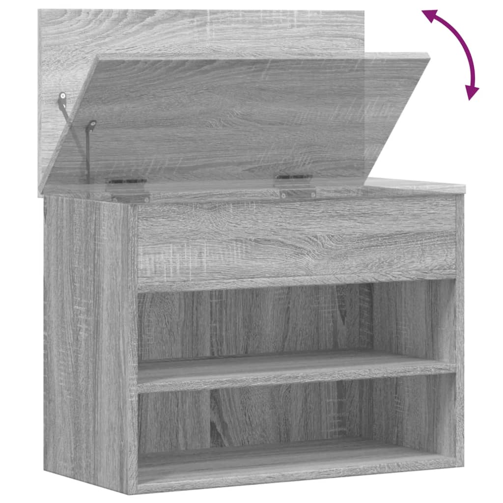vidaXL Banco zapatero madera contrachapada gris Sonoma 60x30x45 cm