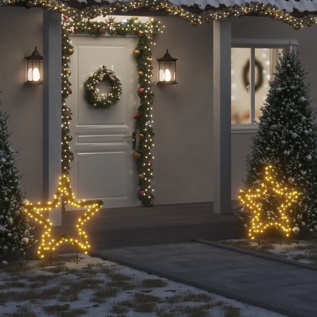 vidaXL Estrella de luz decorativa Navidad con estacas 115 LED 85 cm