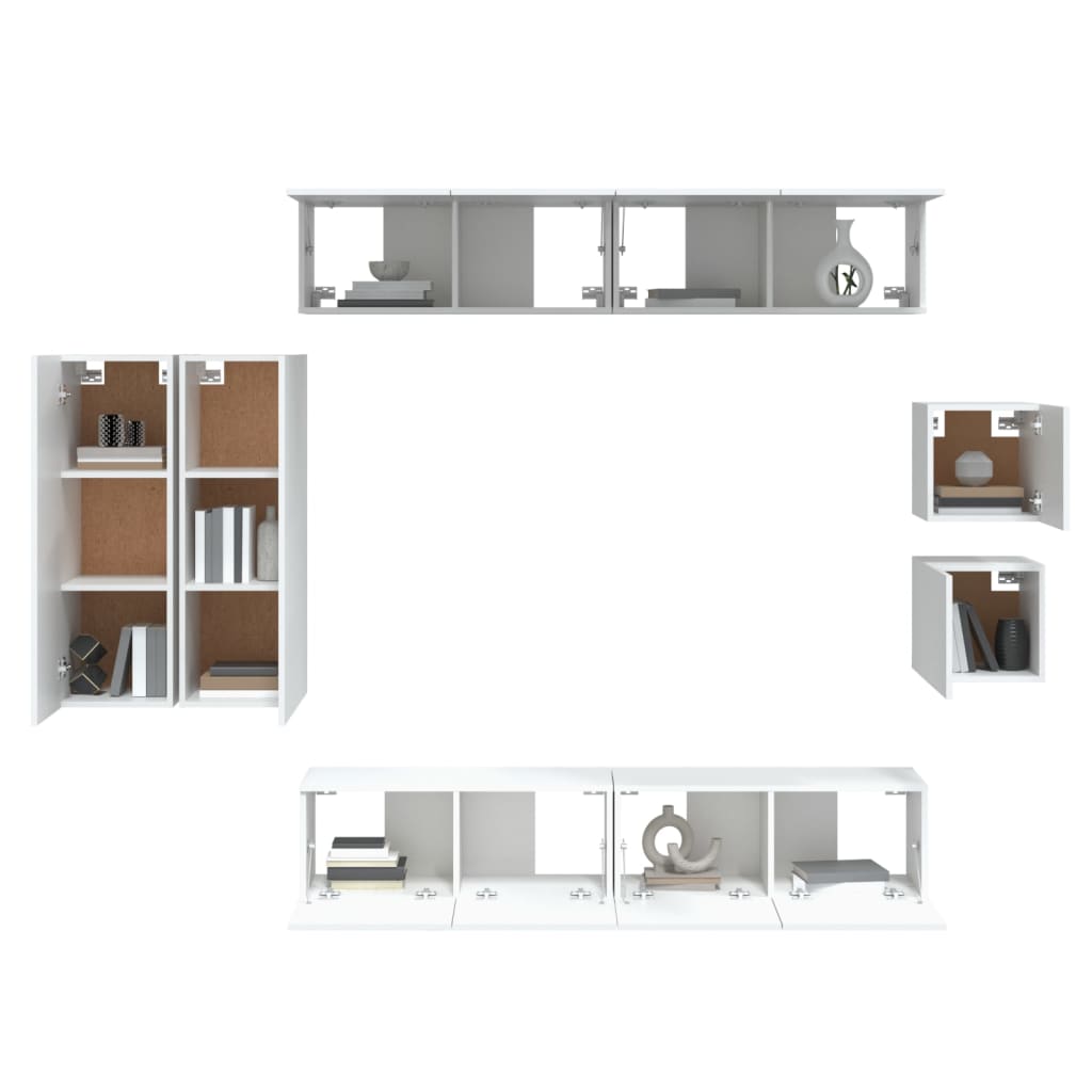 vidaXL Set de muebles para TV 8 piezas madera contrachapada blanco