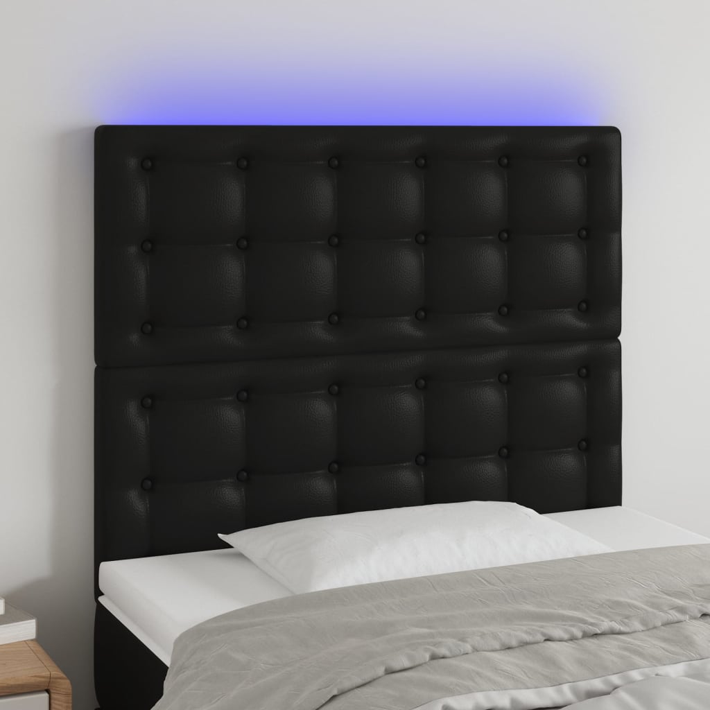 vidaXL Cabecero con luces LED cuero sintético negro 80x5x118/128 cm