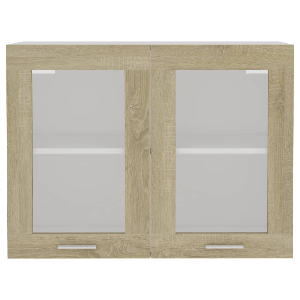 vidaXL Armario colgante vidrio y madera ingeniería roble 80x31x60 cm