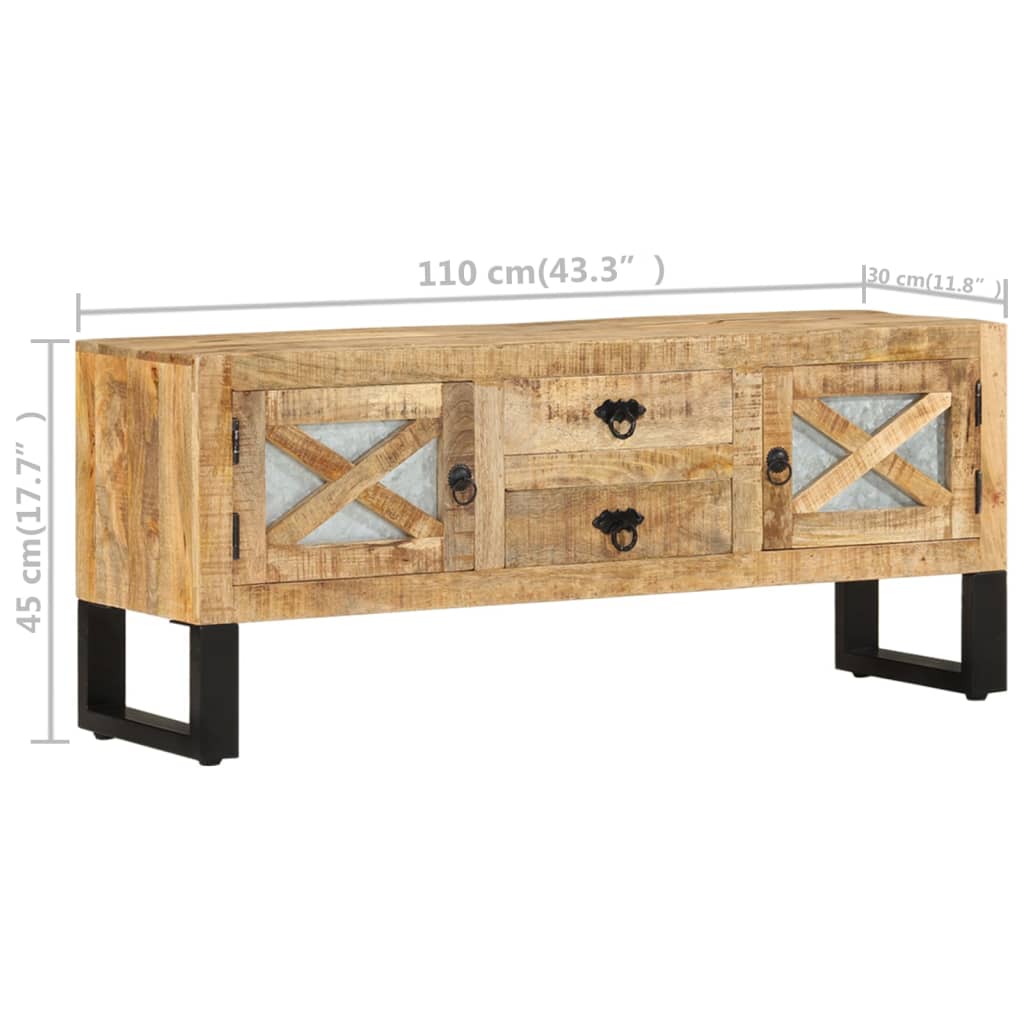 vidaXL Mueble para TV de madera maciza de mango rugosa 110x30x45 cm