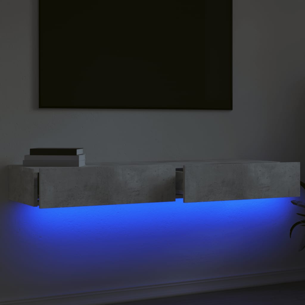 vidaXL Mueble de TV con luces LED 2 uds gris hormigón 60x35x15,5 cm