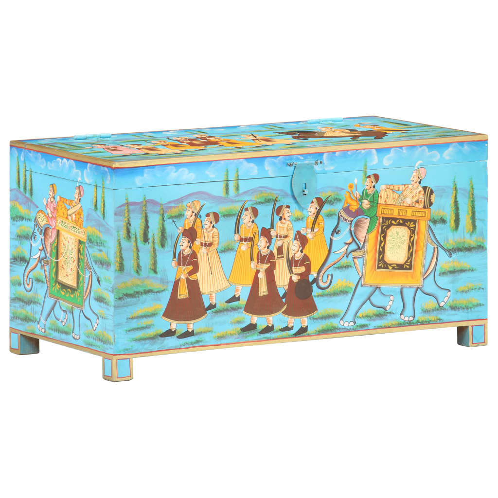 vidaXL Caja almacenaje pintada a mano madera maciza mango 80x40x40 cm