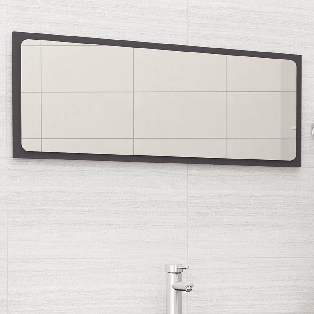 vidaXL Espejo de baño madera contrachapada gris 100x1,5x37 cm
