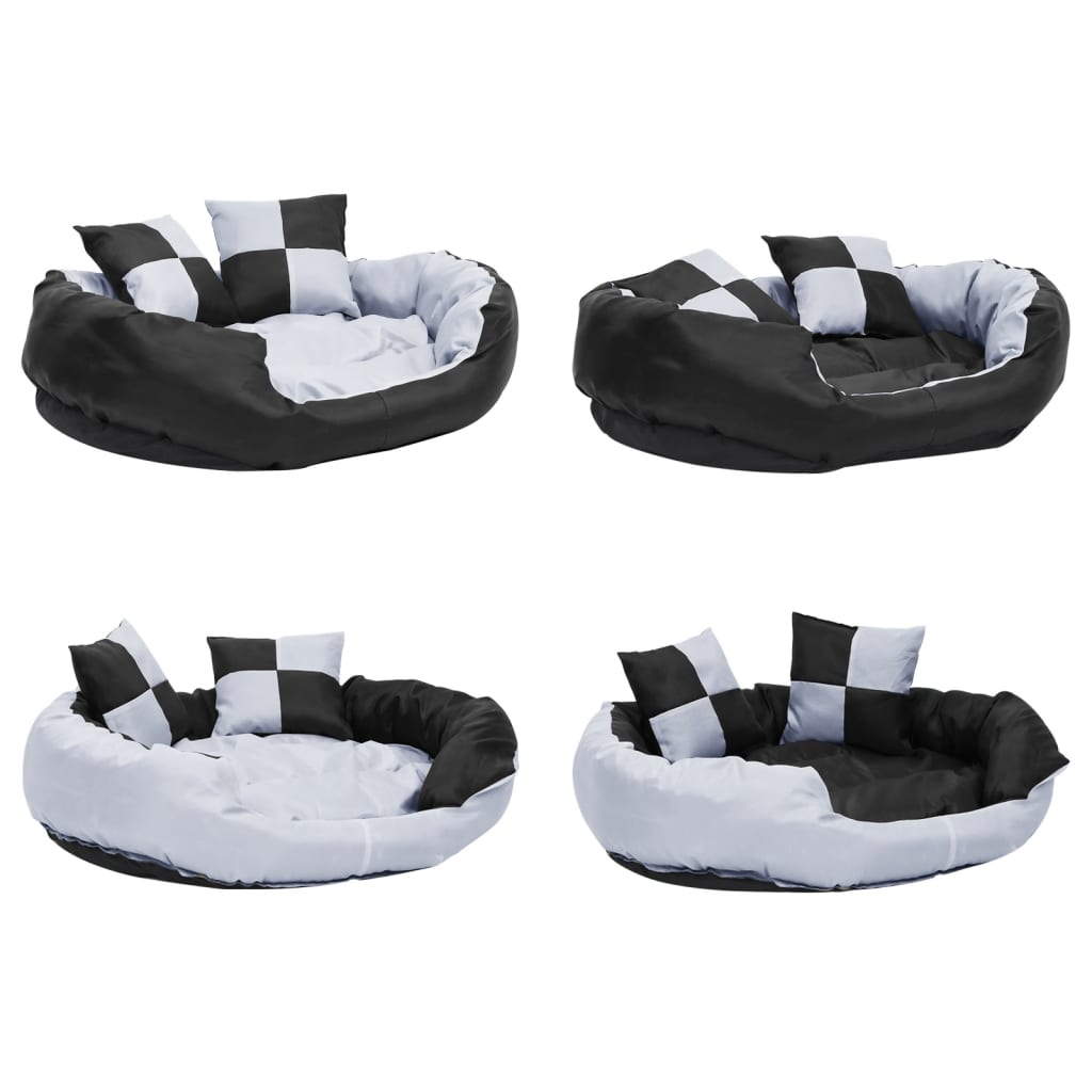 vidaXL Cojín para perro reversible y lavable gris y negro 85x70x20 cm