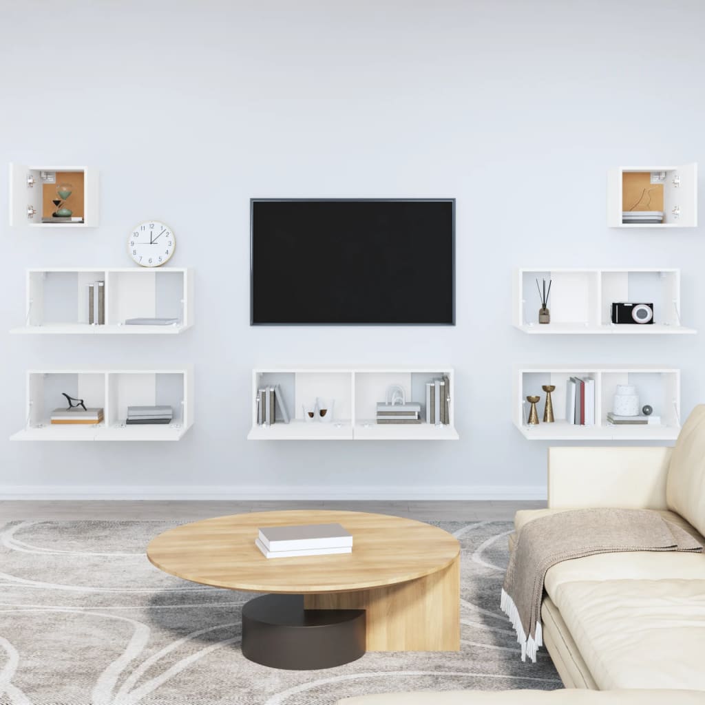 vidaXL Set de muebles para TV 7 piezas madera contrachapada blanco