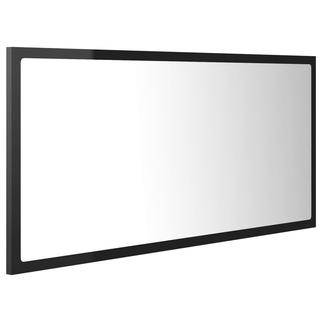 vidaXL Espejo de baño madera contrachapada negro brillo 90x8,5x37 cm