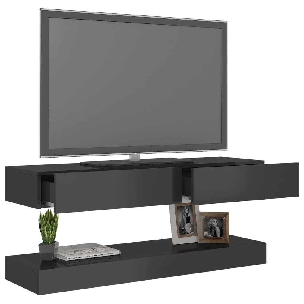 vidaXL Mueble para TV con luces LED gris brillante 120x35 cm