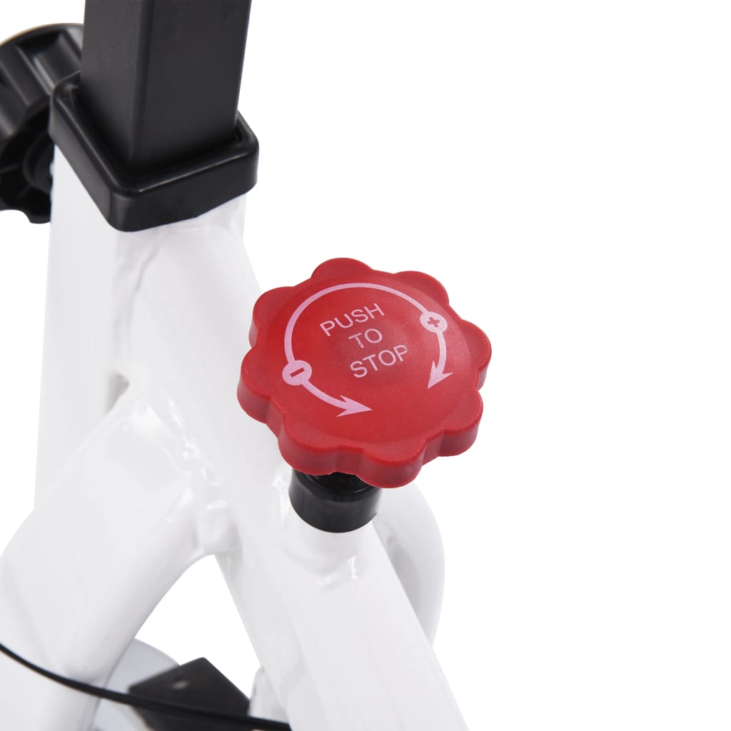 vidaXL Bicicleta estática con sensores de pulso blanca y roja