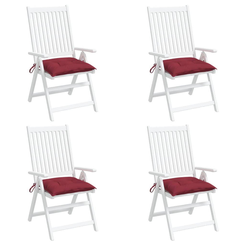 vidaXL Cojines silla de jardín 4 uds tela Oxford rojo tinto 40x40x7 cm