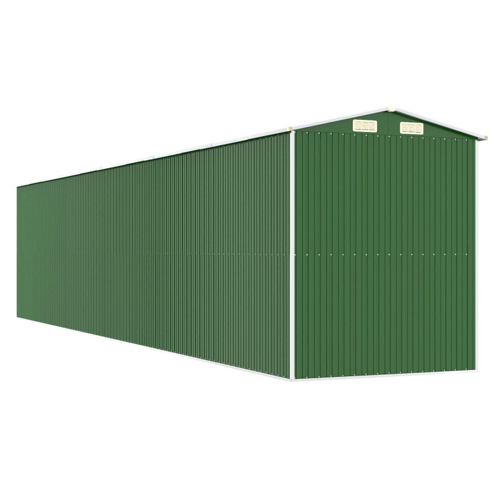 vidaXL Cobertizo de jardín acero galvanizado verde 192x938x223 cm