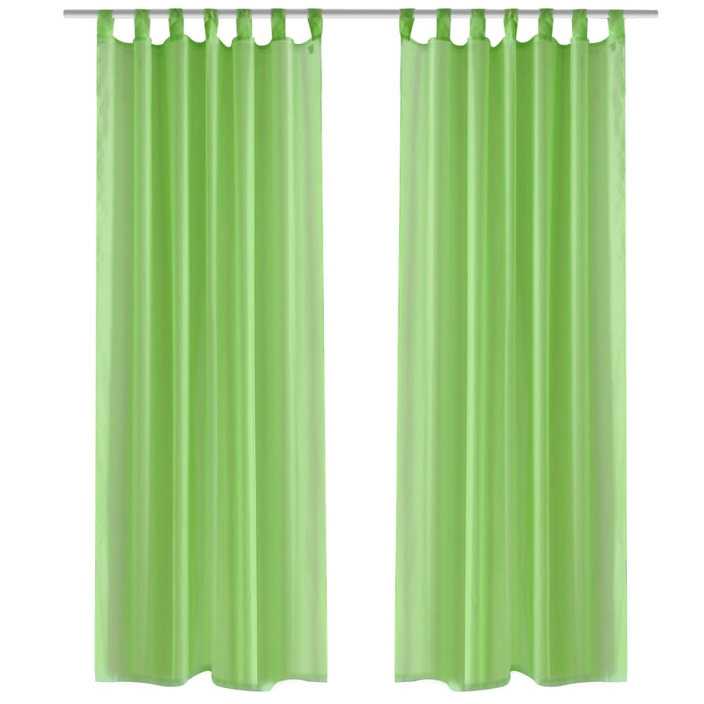 2 Cortinas verdes transparentes 140 x 175 cm