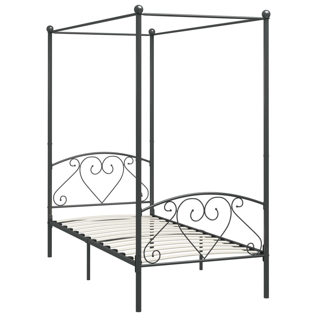 vidaXL Estructura de cama con dosel metal gris 120x200 cm