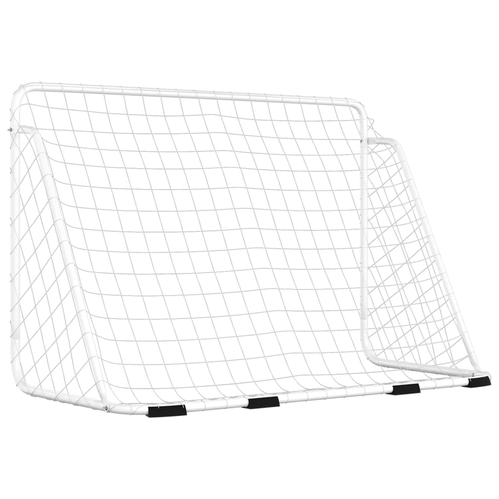 vidaXL Portería de fútbol con red acero blanco 180x90x120 cm