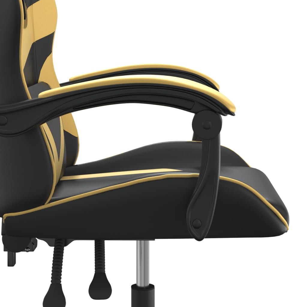 vidaXL Silla gaming cuero sintético negro y dorado