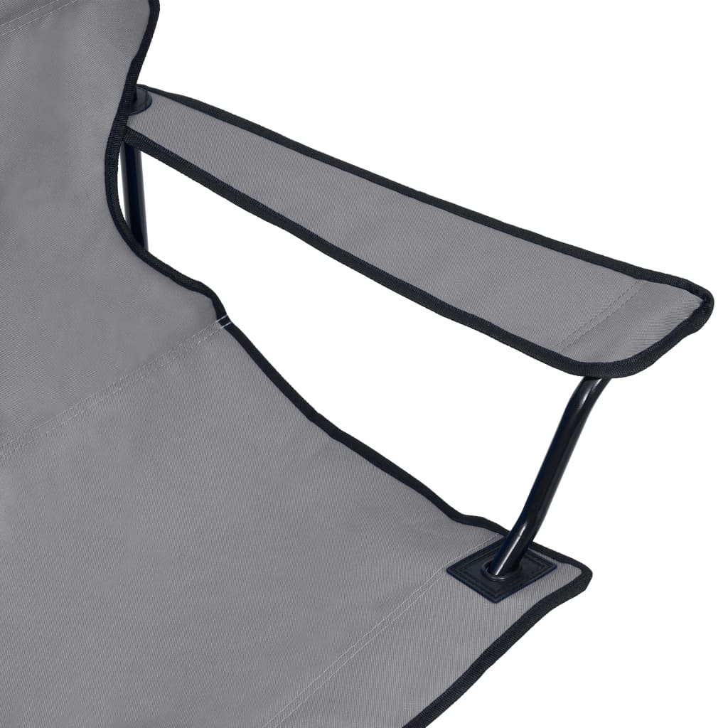 vidaXL Silla de camping plegable de 2 plazas acero y tela gris