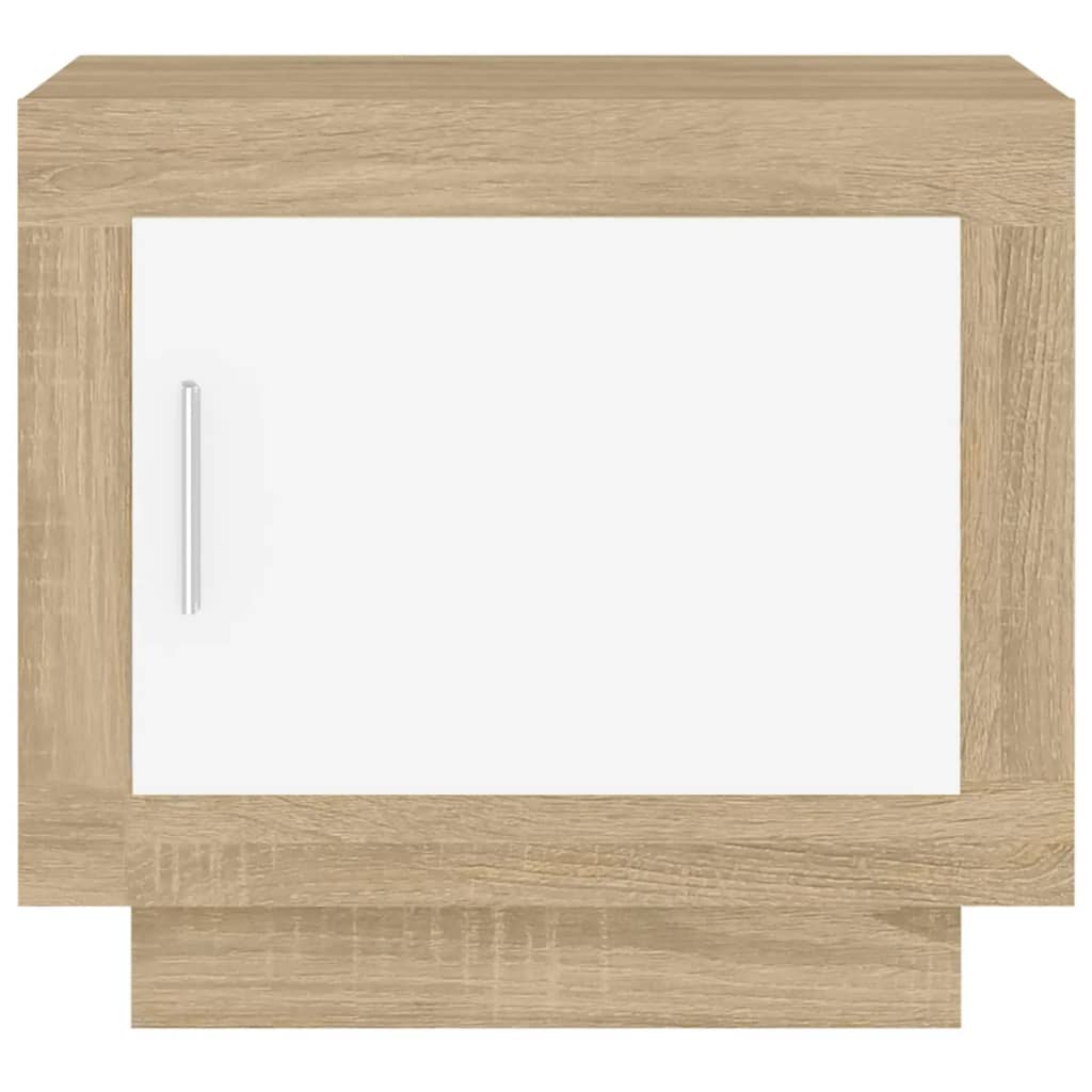 vidaXL Mesa de centro madera contrachapada blanco y Sonoma 51x50x45 cm