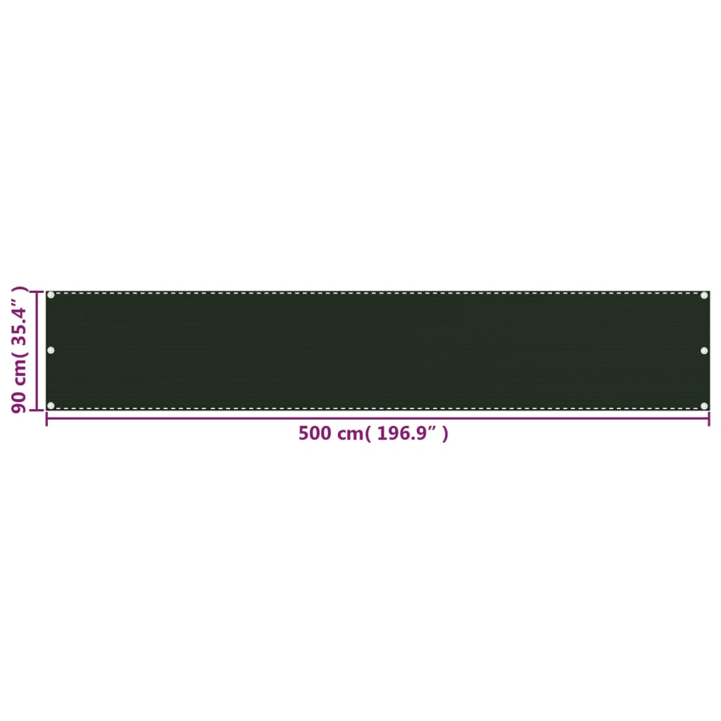 vidaXL Toldo para balcón HDPE verde oscuro 90x500 cm