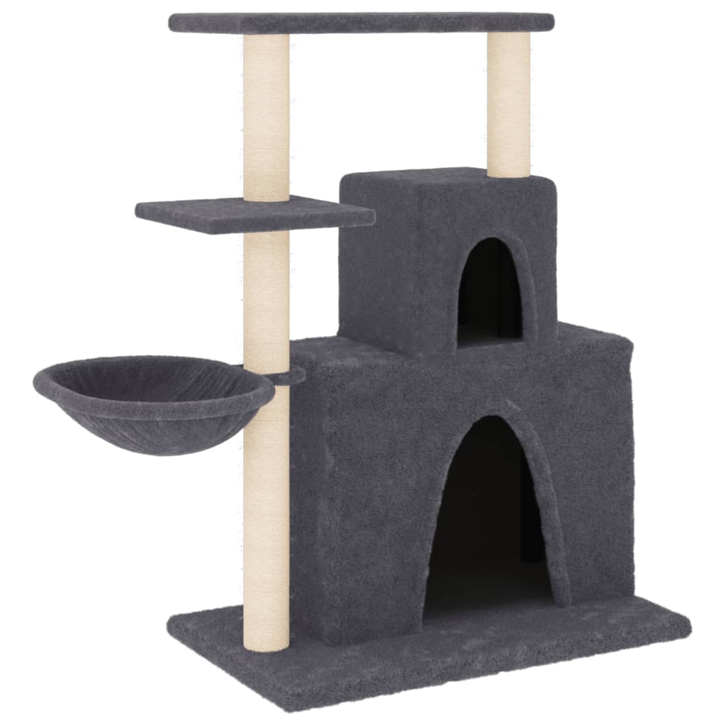 vidaXL Rascador para gatos con postes de sisal gris oscuro 83 cm
