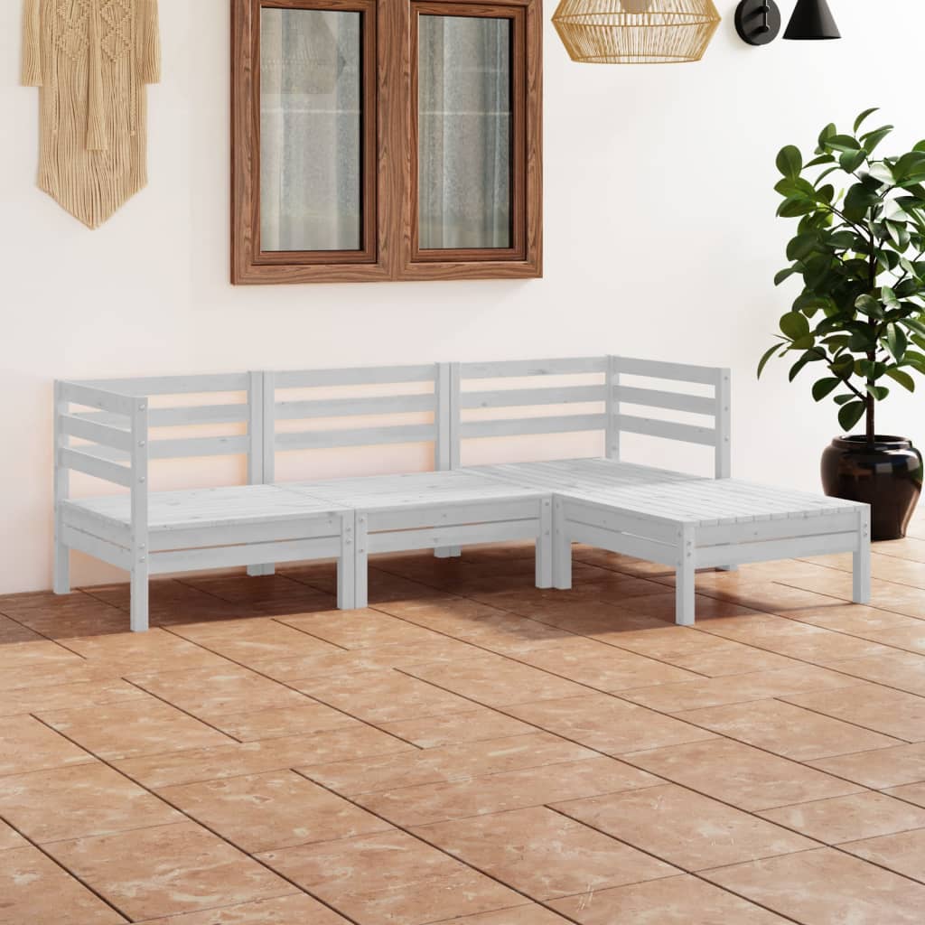 vidaXL Juego de muebles de jardín 4 piezas madera maciza pino blanco