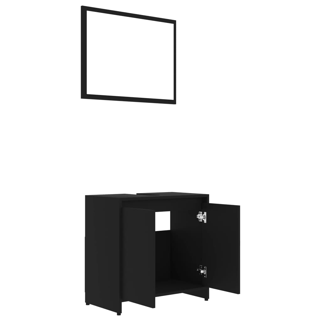 vidaXL Conjunto de muebles de baño 3 piezas aglomerado negro