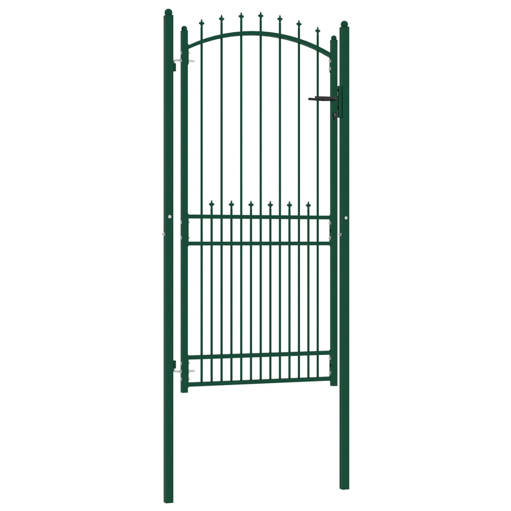 vidaXL Puerta de valla con picos acero verde 100x200 cm