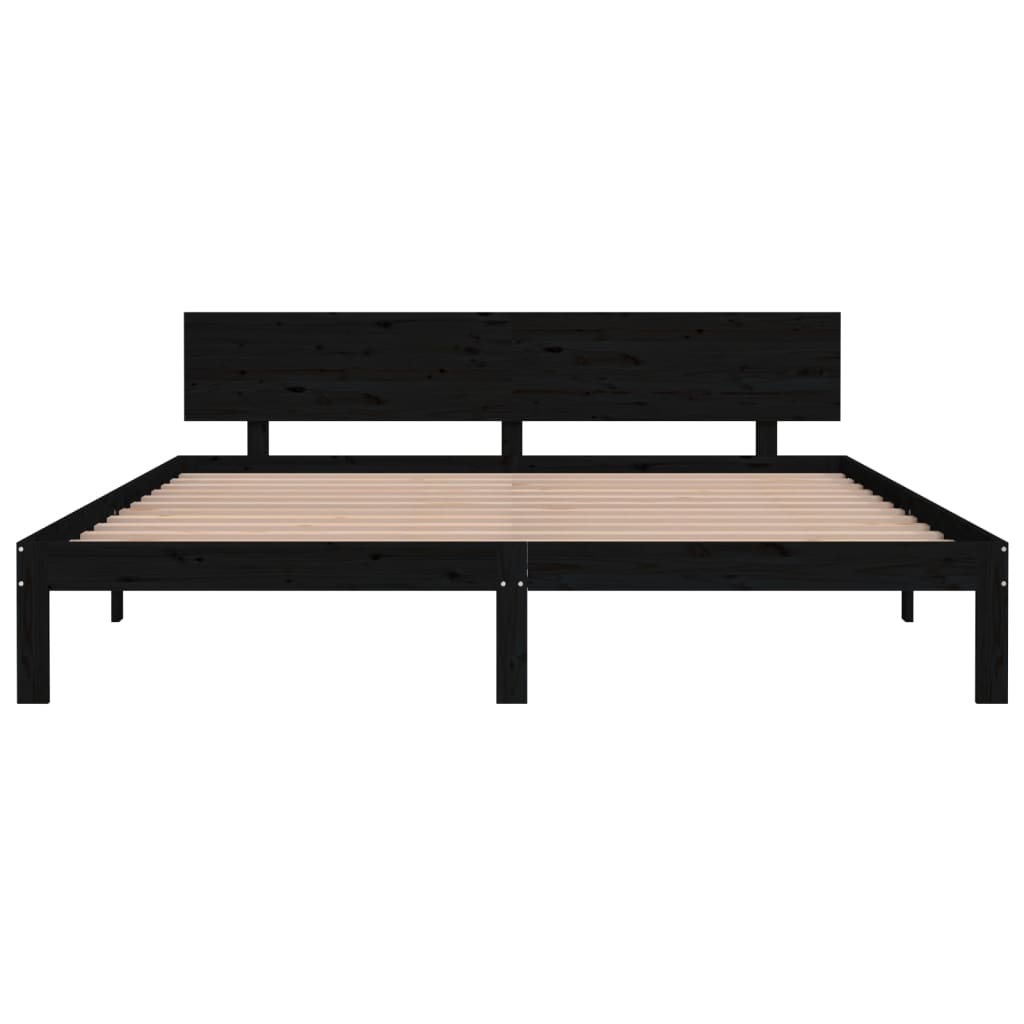 vidaXL Estructura de cama madera maciza negro Supe King 180x200 cm