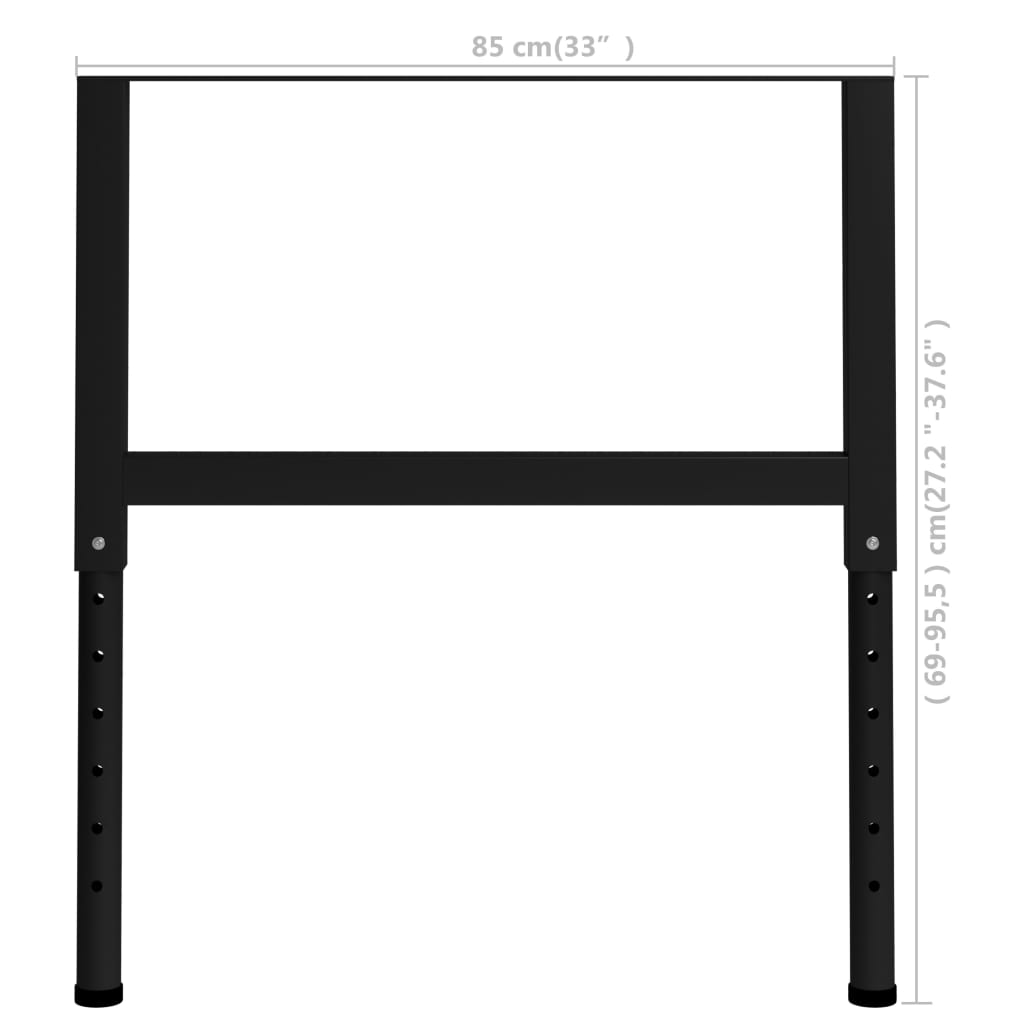 vidaXL Estructura de banco de trabajo 2 uds metal 85x(69-95,5)cm negro